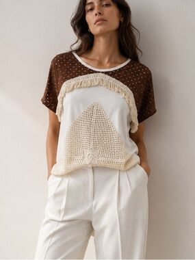 Judith March suede trim top
